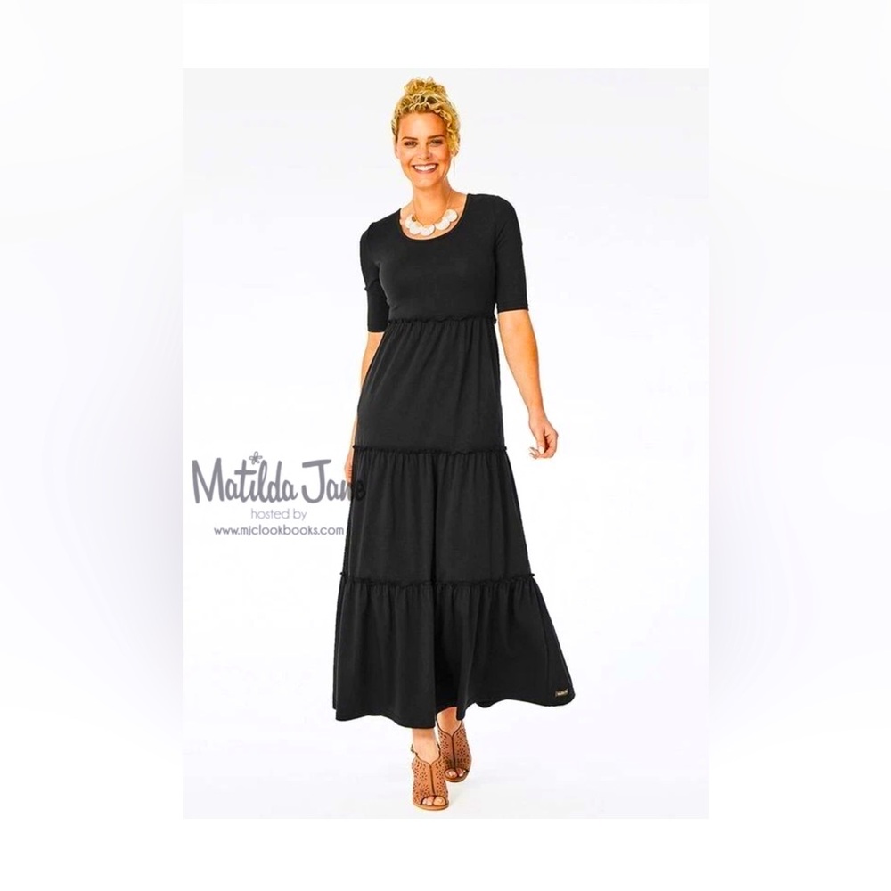 Matilda Jane Black Tiered You Own The Night Maxi Dress Size M